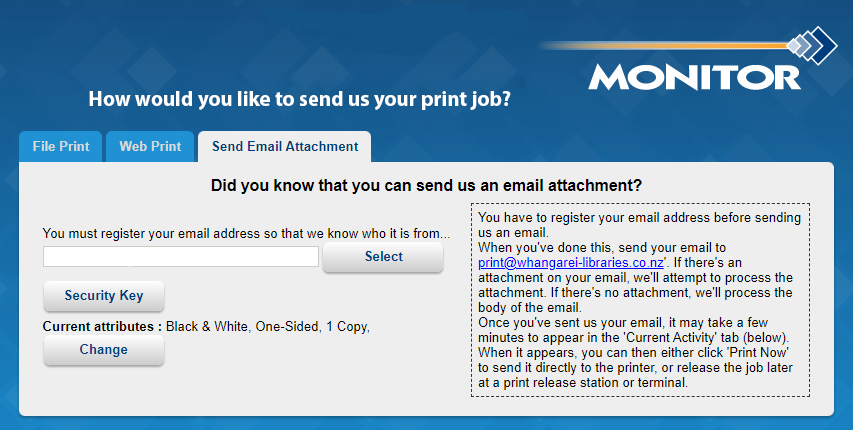 Picture of My Monitor send email attachment to print window. 