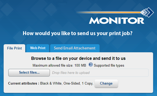 Picture of My Monitor printing service window. 