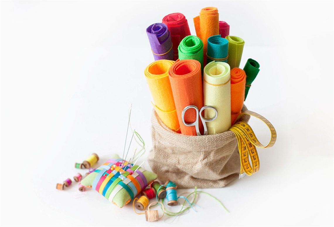 Picture of materials and tools for making hand crafts. 