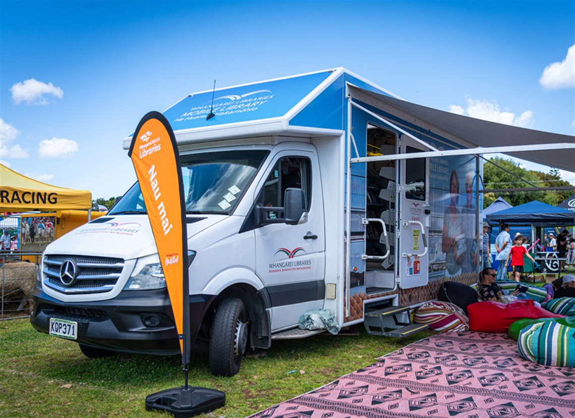Picture of the Mobile Library at the 2022 Whangārei A & P Show. 