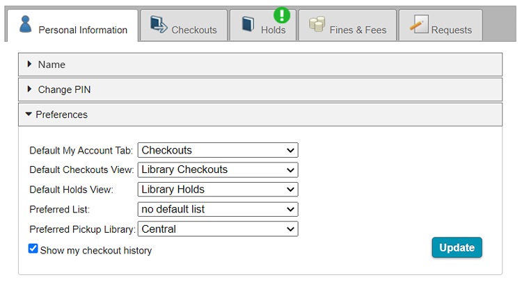 Image of details on my account personal information tab.