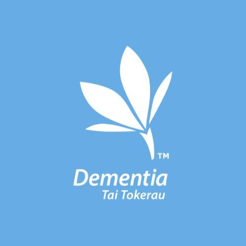 Dementia Tai Tokerau logo including a white flower on a blue background. 