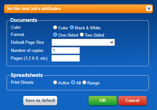 Picture of My Monitor print attributes window. 