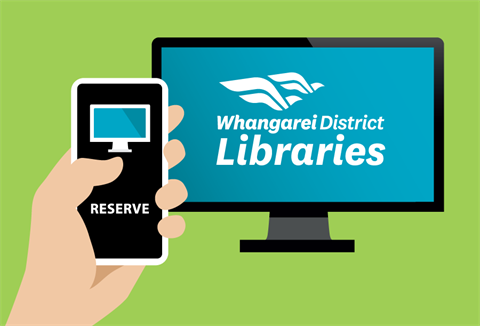 Picture showing reserve computer icon on a smart phone with a computer monitor in the background. 