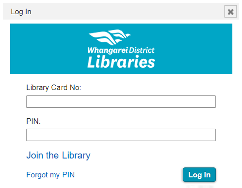Image showing Whangarei District Libraries member log in form. 