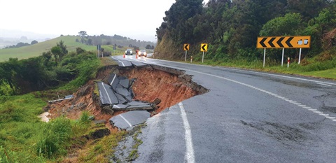 Image showing roading slip after the weather event. 