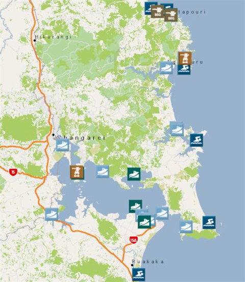 Beach and coastal facilities map image. 