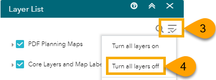 Image showing how to turn all layers off.