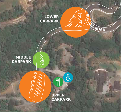 A map showing carpark upgrade at the Quarry Gardens. 