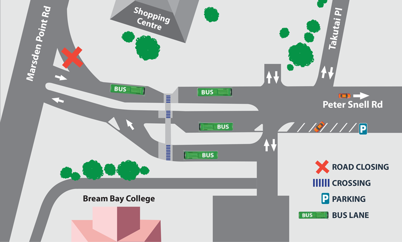 A map showing roadworks on Peter Snell Road.