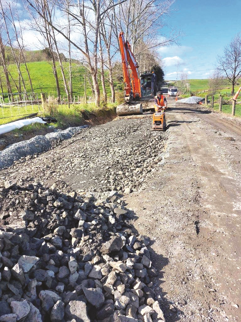 Heavy machinery during repair work on Ody Road.