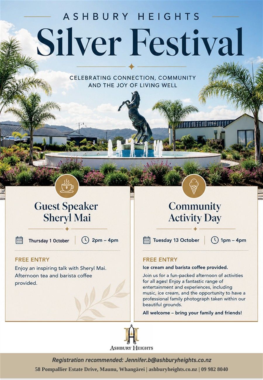 Poster promoting Ashbury Heights' Silver Festival events. 