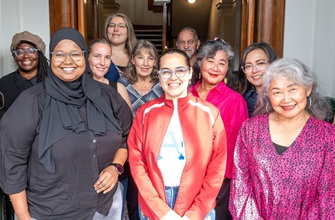 Staff from the community organisations in the Old Municipal Building, including Multicultural Whangārei, Volunteering Northland, Northland Multiple Sclerosis Society, Women's International Newcomers Group Social (WINGS) and Dyslexia Plus.