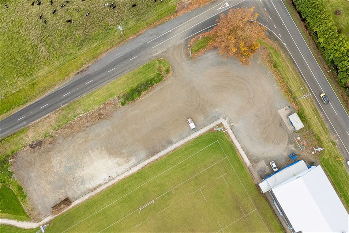 This aerial ‘before’ photo shows the original carpark in need of upgrading. 