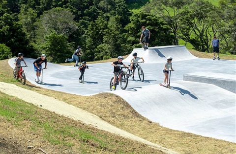 Children enjoying the new Parua Bay Skatepark. 