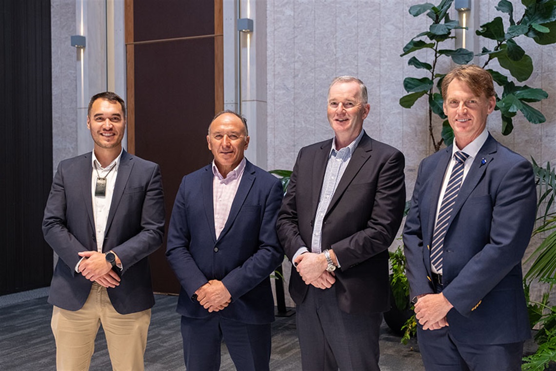 Pictured from left to right: Far North District Council Mayor Moko Tepania, Northland Regional Council Chair Pita Tipene, Whangarei District Council Mayor Ken Couper and Kaipara District Council Mayor Jonathan Larsen.