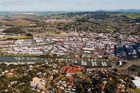 An aerial view of Whangarei. 