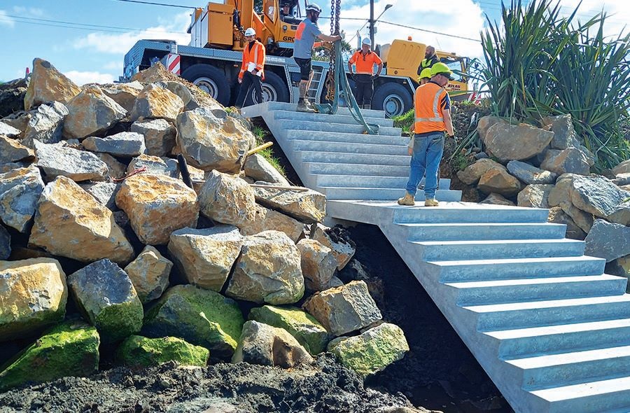 Photo of stairwell on Ngunguru seawall. 