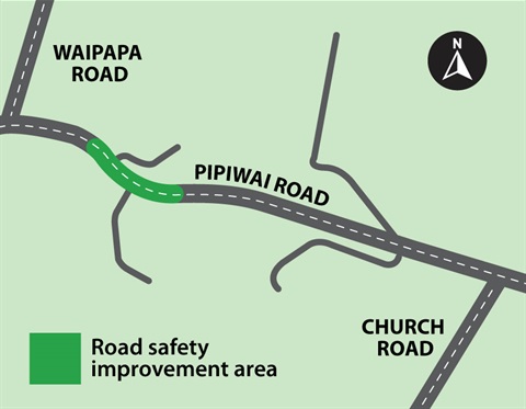 Map showing section of Pipiwai Road safety improvements. 