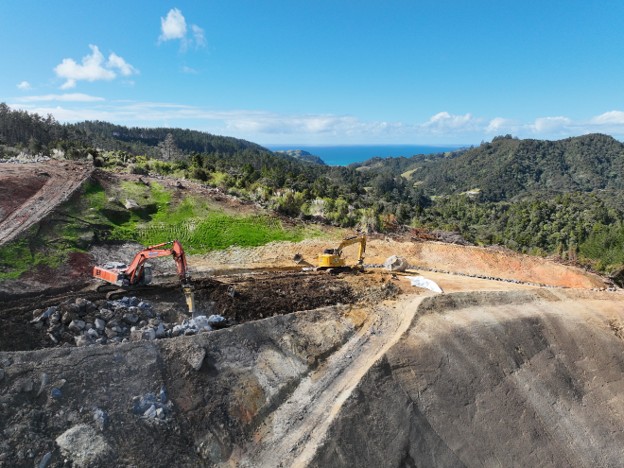 Photo showing works at Russell Road slip site. 