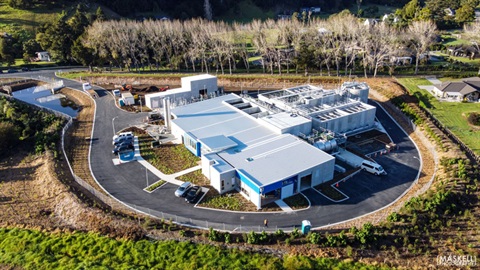 Aerial image of Whau Valley water treatment plant. 