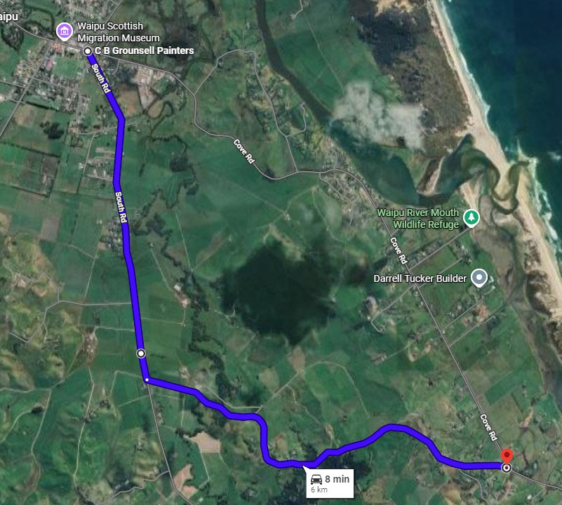 Map showing detour available to avoid Cove Road roadworks. 
