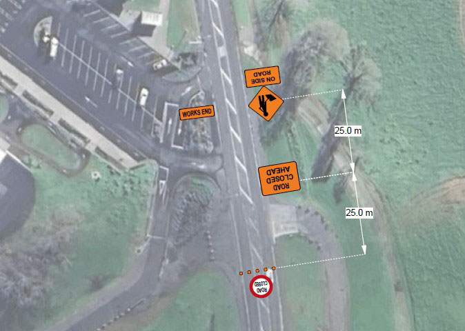 Map showing area of Dave Culham Drive closed for repair of Te Matau a Pohe bridge. 