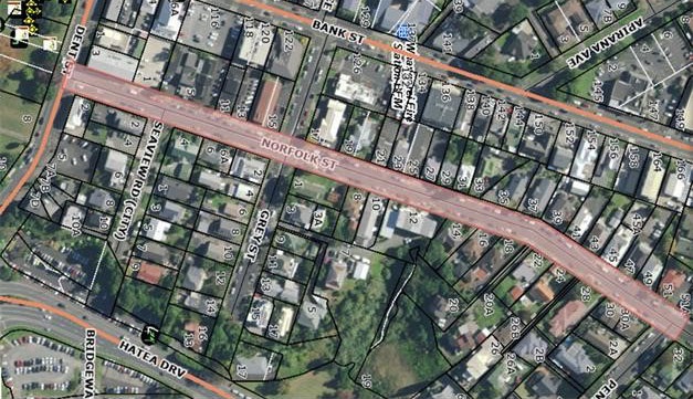 Map showing area of works on Norfolk Street. 
