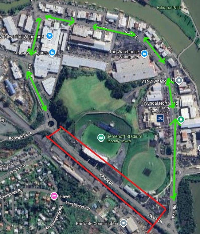Map showing area of works on Okara Drive.