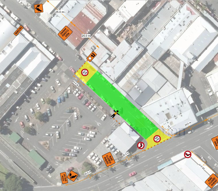 Map showing area of closure on Vine Street. 