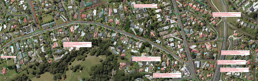 Map showing locations of utility works in Whau Valley. 