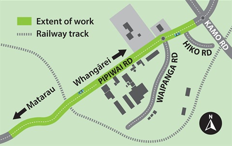 Map showing extent of work for Pipiwai Road pavement renewal project. 