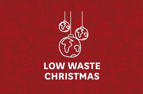 An illustration of three Christmas baubles and the words 