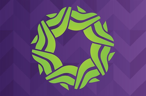 A rainbow coloured logo with the words 