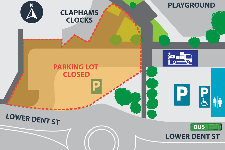 Map showing closure of car park in Town Basin.