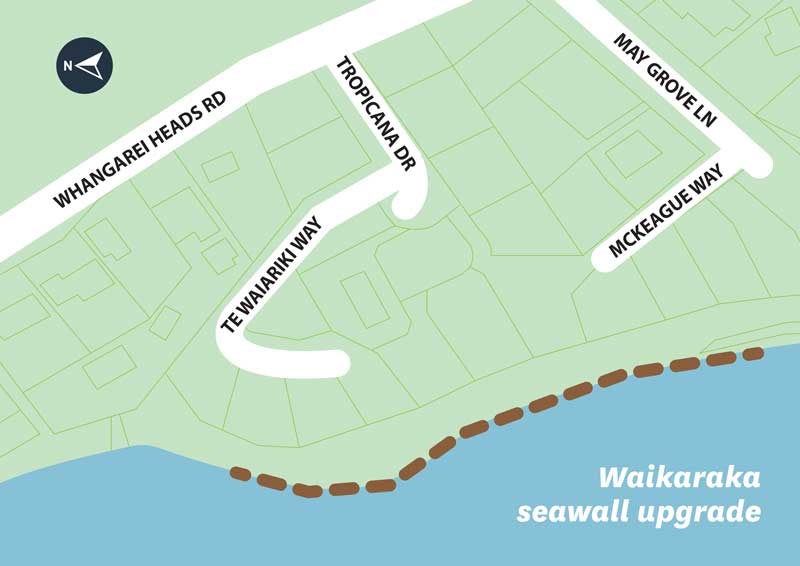 Map showing location of the new Tropicana seawall.