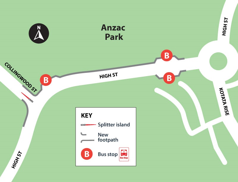 Map showing roadworks and improvements on High Street. 