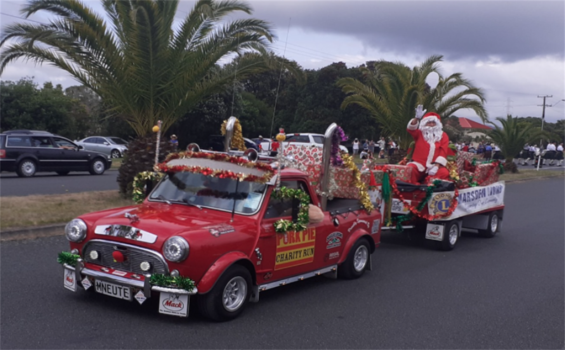 Image of Santa in the Ruakaka parade. 