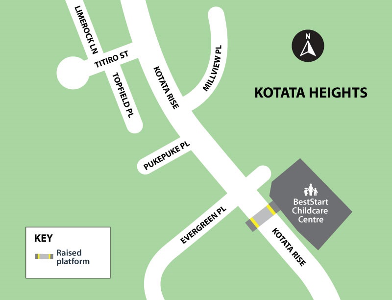 Map showing the area of roadworks at Kotata Rise.