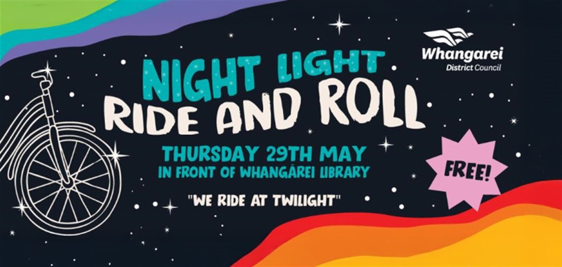Night Light Ride and Roll banner. 