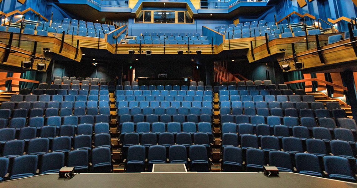 Photo of the Capitaine Bougainville Theatre seating from the stage. 