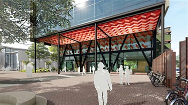 An artist's impression of the entrance of the Civic Centre building.