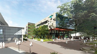 An artist's impression of the Civic Centre building from Lovers Lane.