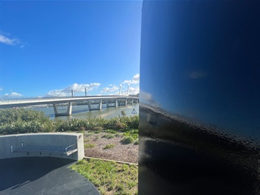 Te Matau a Pohe Bridge seen from the nearby Camera Obscura.