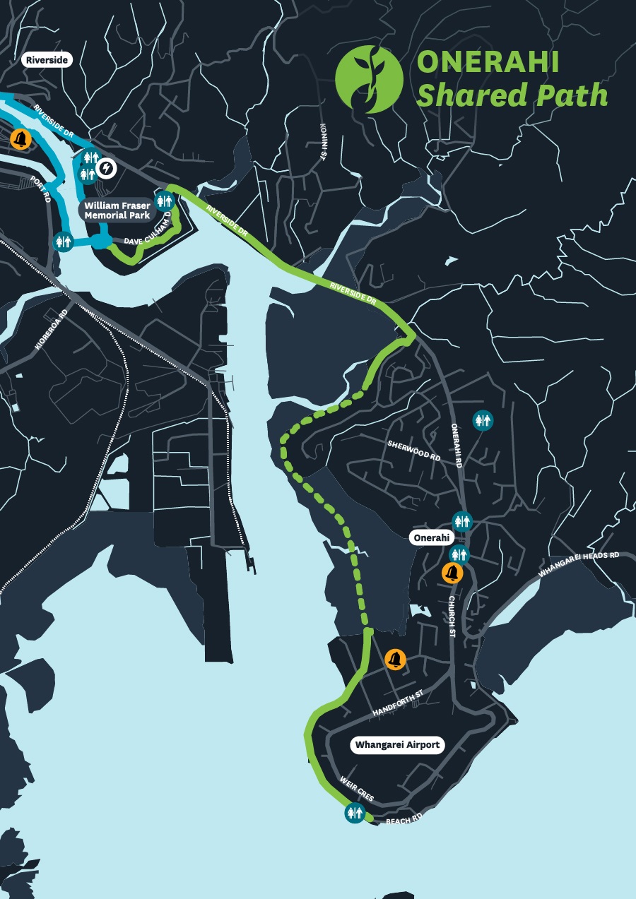 Map showing the Onerahi Shared Path.