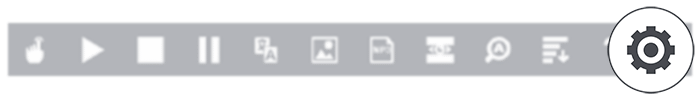 Image showing the Settings button on the ReachDeck toolbar. 