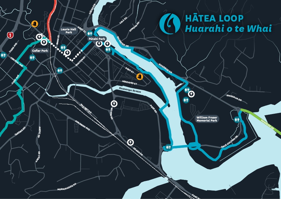 Map of the Hātea Loop shared path.